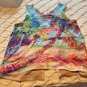 Colorful Palm-Print Tank Top - Multicolor